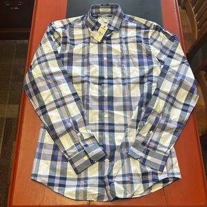 Express Men’s Size Medium Extra Slim Fit White, Purple, & Blue Button Down Shirt